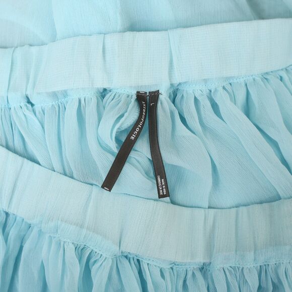 By Anthropologie Sheer Maxi Skirt Floral Cutwork High Low Pull-on L New 281263 - Picture 8 of 8